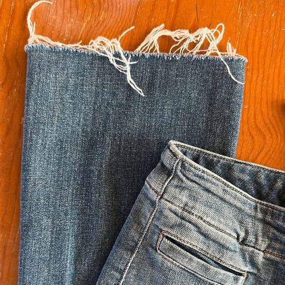 MOTHER laced hustler women’s Blue Ankle Cropped Jeans w Distressed Details sz 24 - Picture 8 of 15
